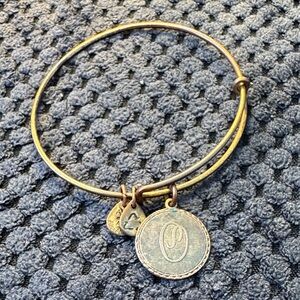 Gold tone O Charm Bangle Bracelet